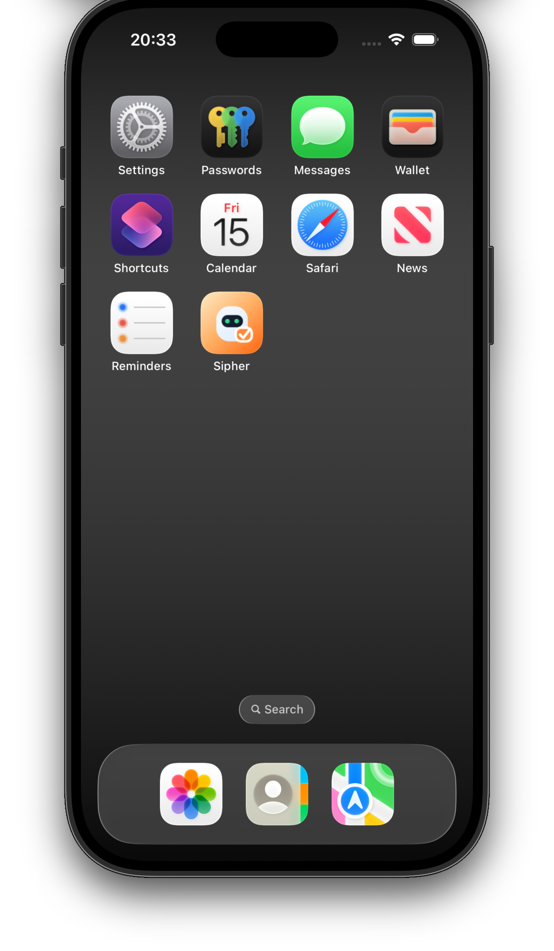 Sipher app icon on an iPhone home screen